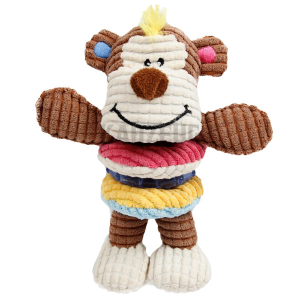 Affe Quietschi Plüsch Affe mit Quietscher & TPR Ring – Kuscheliges Hundespielzeug