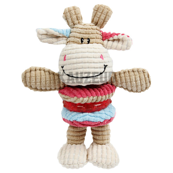 Kuh Quietschi Plüsch Kuh mit Quietscher & TPR Ring – Kuscheliges Hundespielzeug