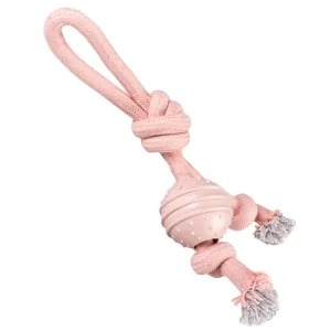 Seilschlaufe mit Knoten & Gummiball rosa – Robustes Hundespielzeug