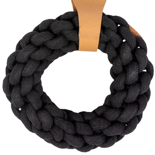 Ben geflochtener Ring Schwarz – Baumwoll-Kauspielzeug