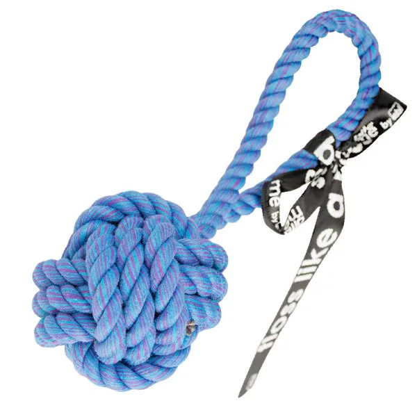ball are you knots mit schlaufe blau Knotenball mit Schlaufe Blau M – Robustes Hundespielzeug