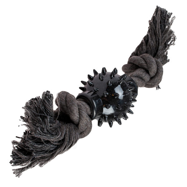 Knotenseil ECO mit Kugel Schwarz – Hundespielzeug