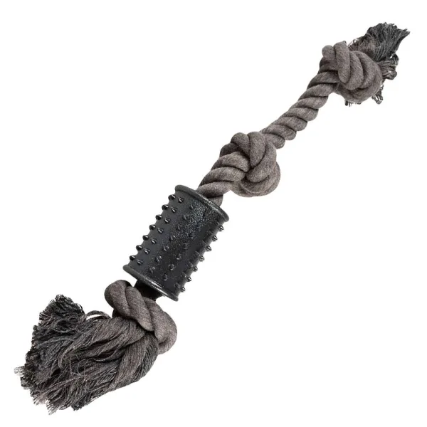 knotenseil mit zylinder schwarz Knotenseil ECO mit Zylinder Schwarz – Hundespielzeug