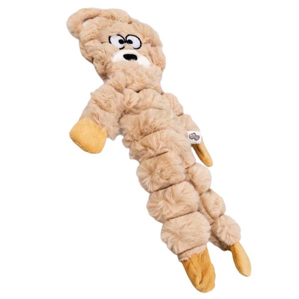Plüsch Huggi Bär Braun S – flaches Hundespielzeug mit Quietscher