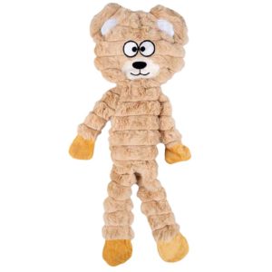 Plüsch Huggi Bär Braun S – flaches Hundespielzeug mit Quietscher