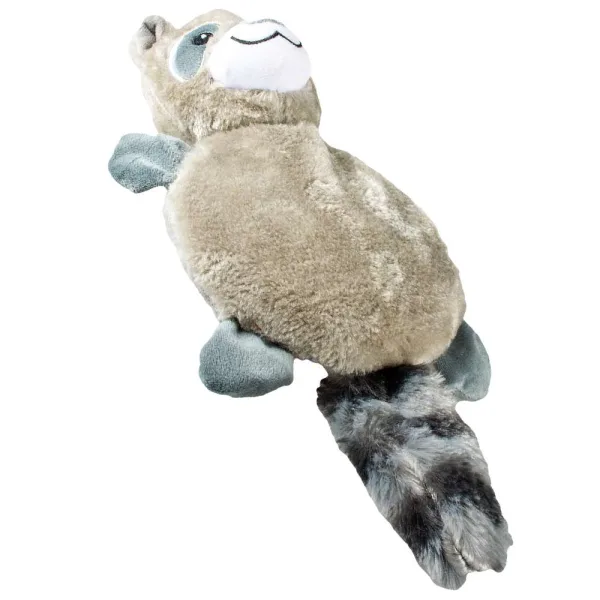 plüsch waschbär grau-2 Plüsch Waschbär quietschend Grau – extra langes Hundespielzeug