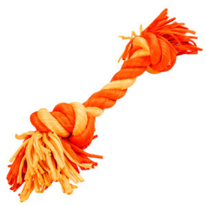 Sweater Seil mit 2 Knoten L Orange/Gelb – Farbintensives Hundespielzeug zum Zerren