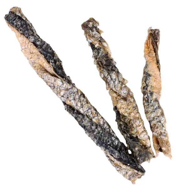 Lachshautsticks Lachshaut Sticks gedreht – Natürlicher Fisch-Kauartikel für Hunde