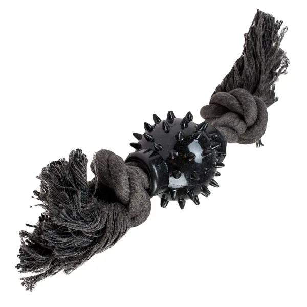 Knotenseil ECO mit Kugel Schwarz – Hundespielzeug