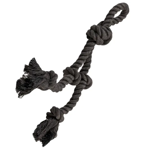 knotenseil eco mit schlaufe schwarz Knotenseil ECO mit Schlaufe Schwarz – Hundespielzeug mit Knoten & Schleife